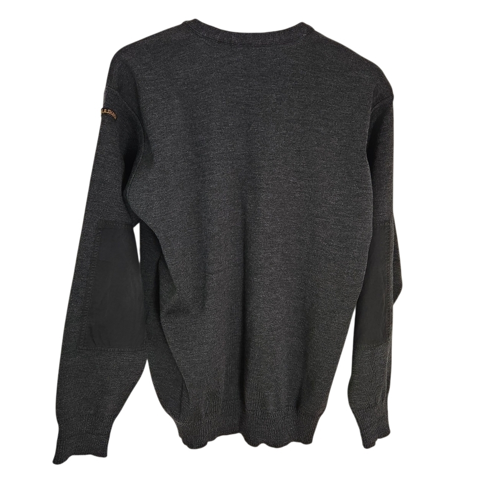 PAUL & SHARK dark gray knit v-neck sweater pullover large - Picture 8 of 14